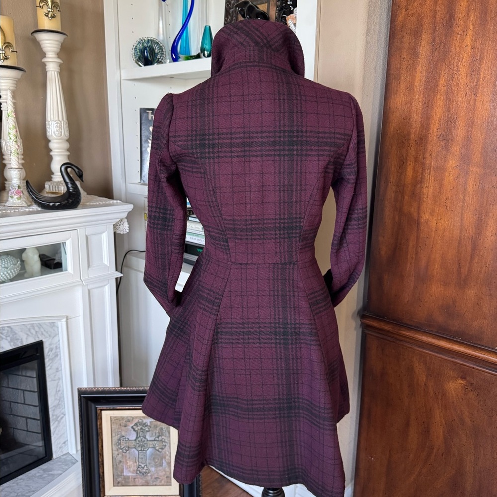 Hot Topic Plaid Wool Blend Coat - Picture 2 of 8